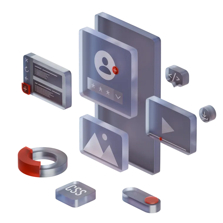 3D render of an abstract phone UI