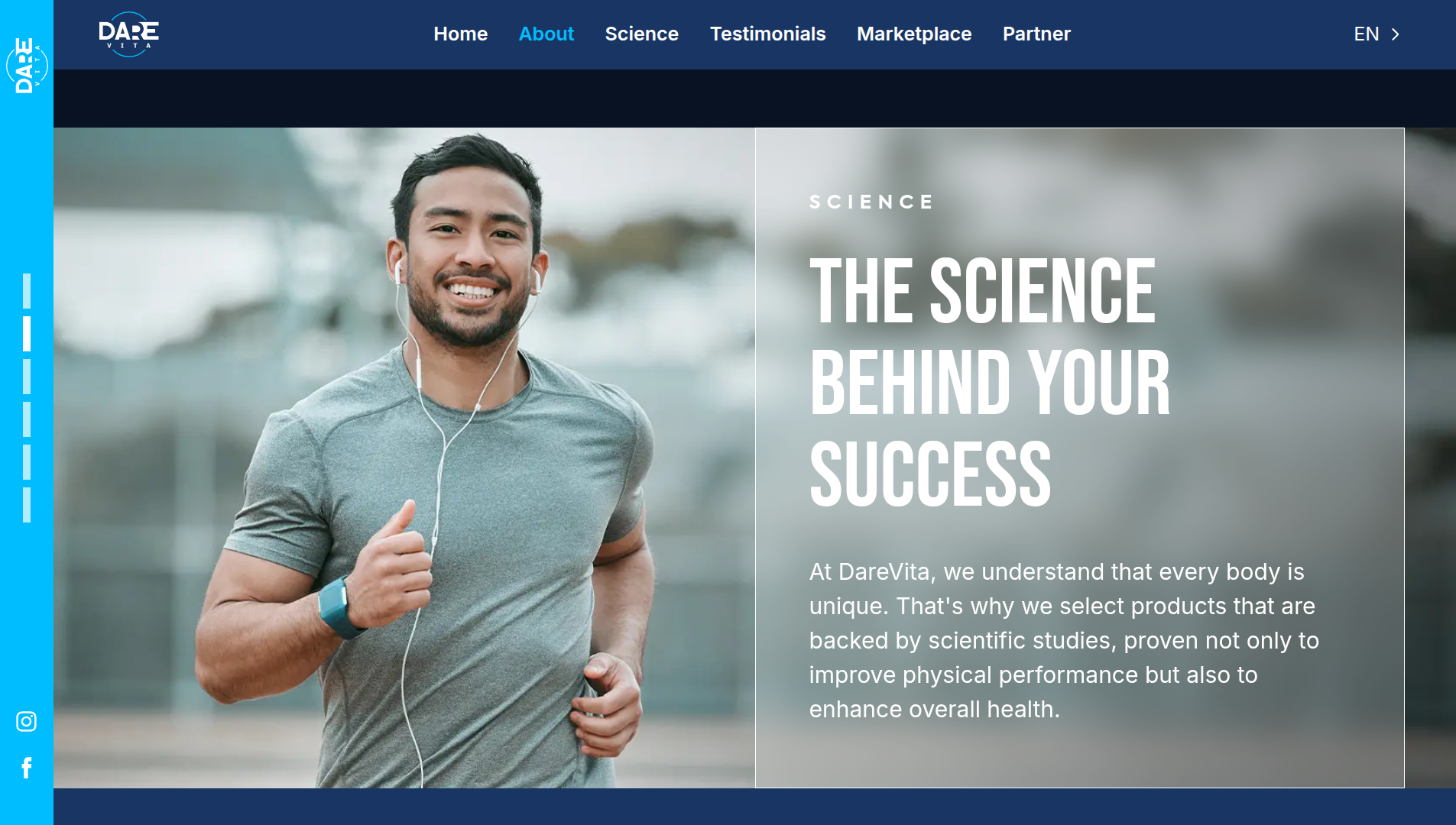 Screenshot of the Darevita landing page in desktop view.