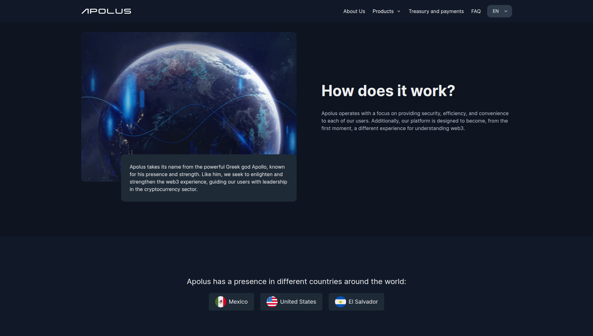 Screenshot of the Apolus landing page in desktop view.
