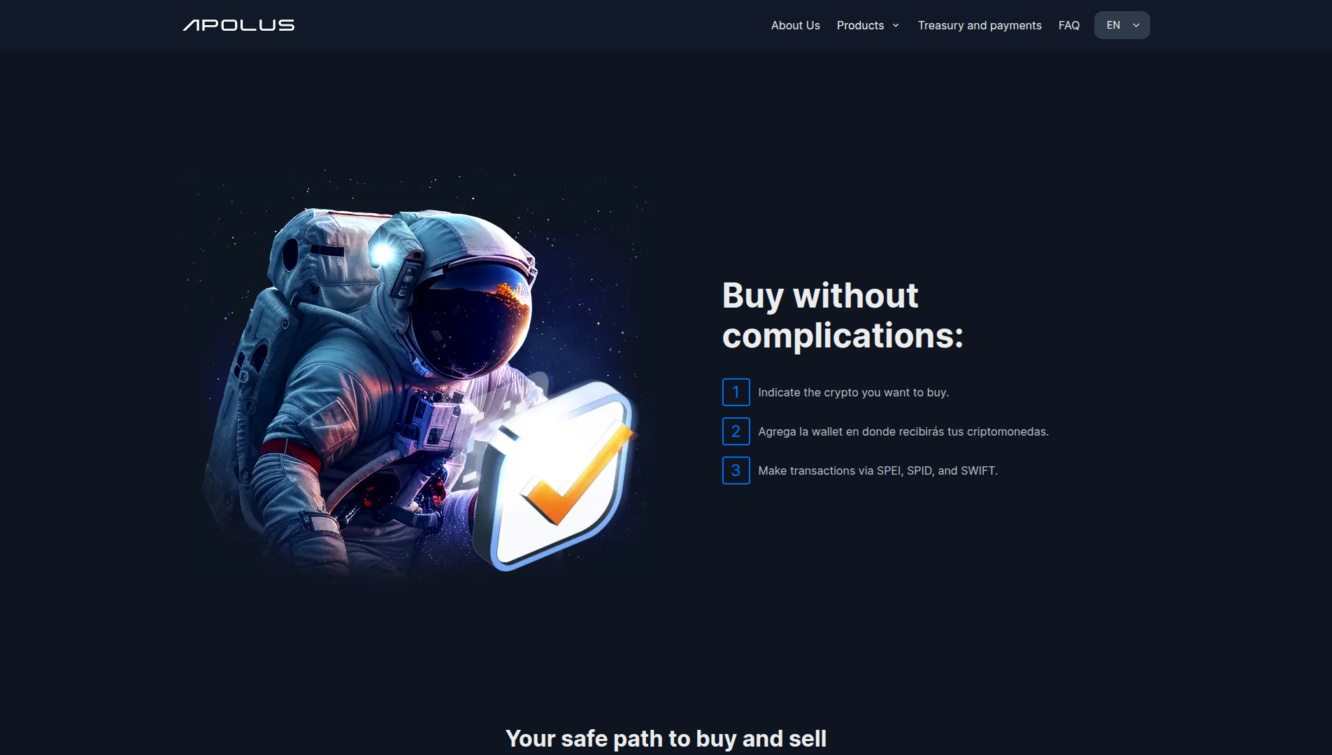 Screenshot of the Apolus landing page in desktop view.