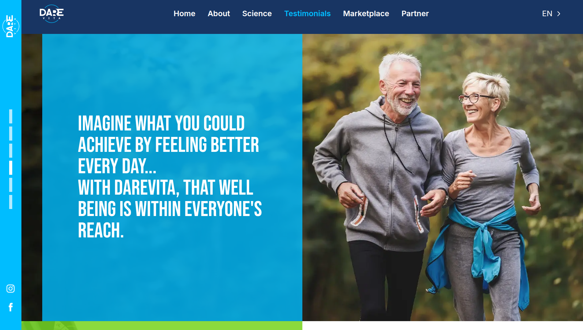Screenshot of the Darevita landing page in desktop view.