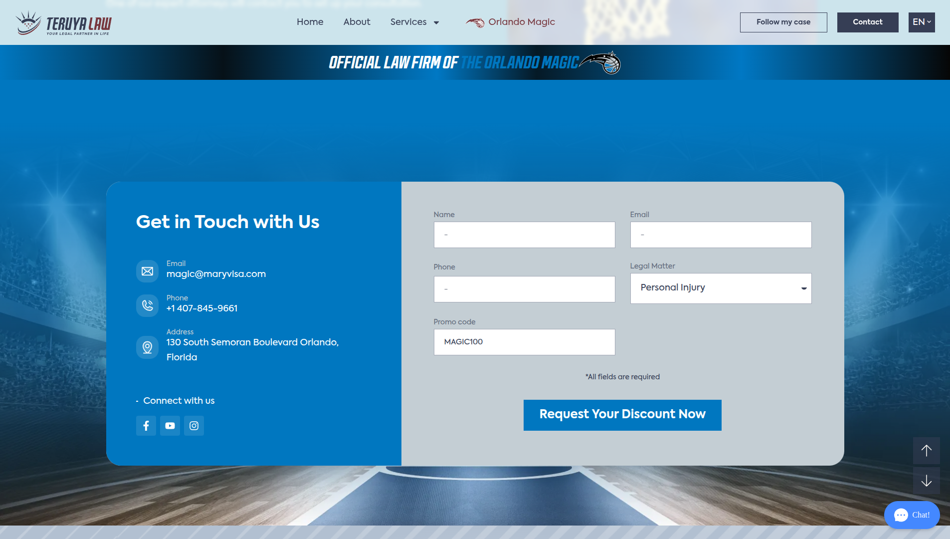 Screenshot of the Teruya Law landing page in desktop view.