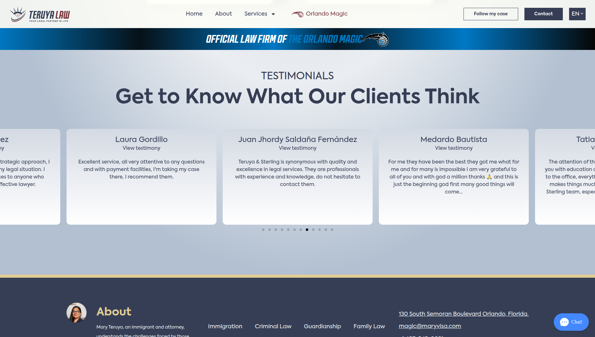 Screenshot of the Teruya Law landing page in desktop view.